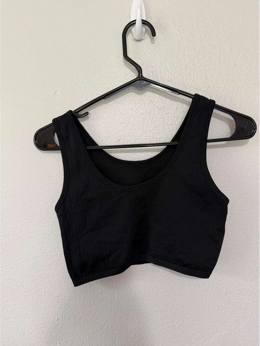 Aerie ribbed seamless crop tank with shelf bra no pads size small